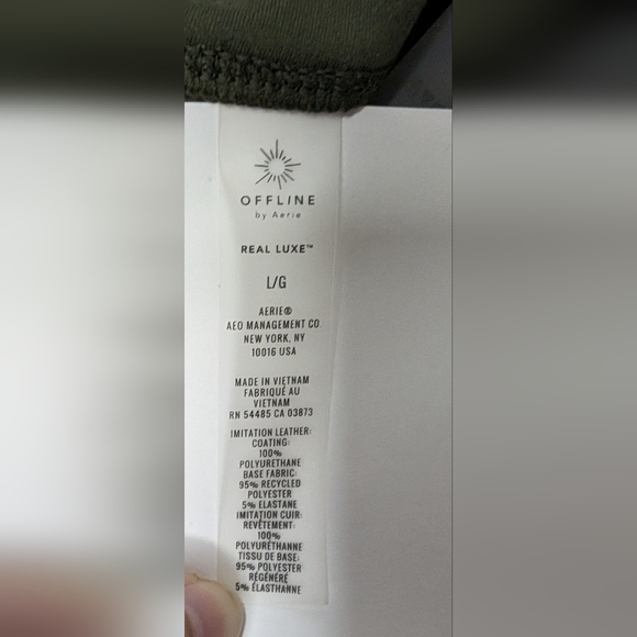 OFFLINE by Aerie Womens Large Real Luxe Faux Leather Legging Dark Green Hi-Rise - Picture 4 of 9